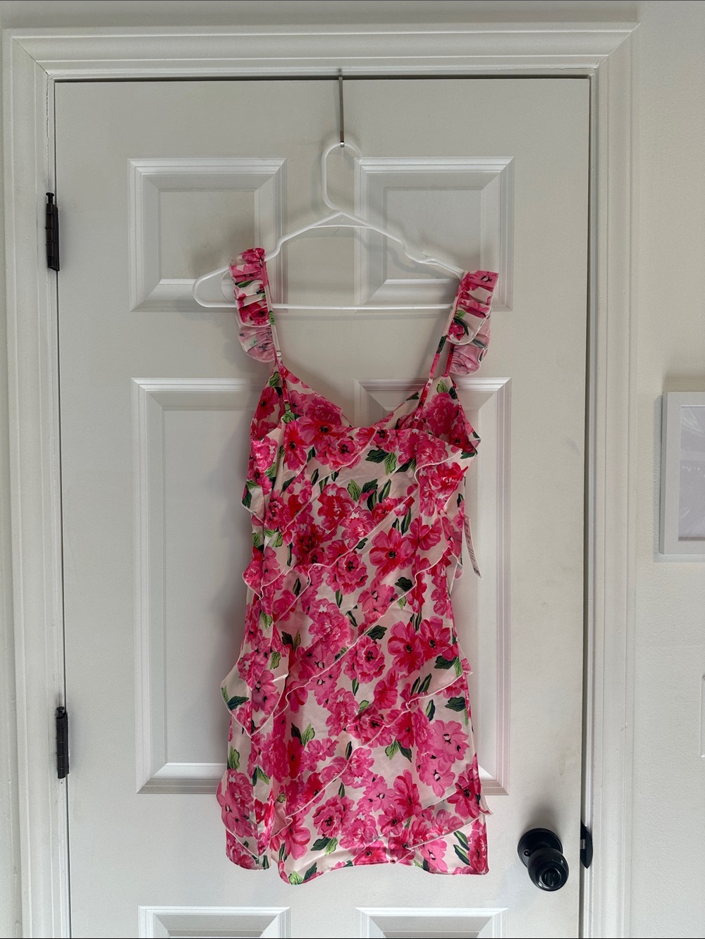 NWT Show Me Your MuMu Rosa Ruffle Mini Dress in Pink Floral size S - Picture 10 of 13
